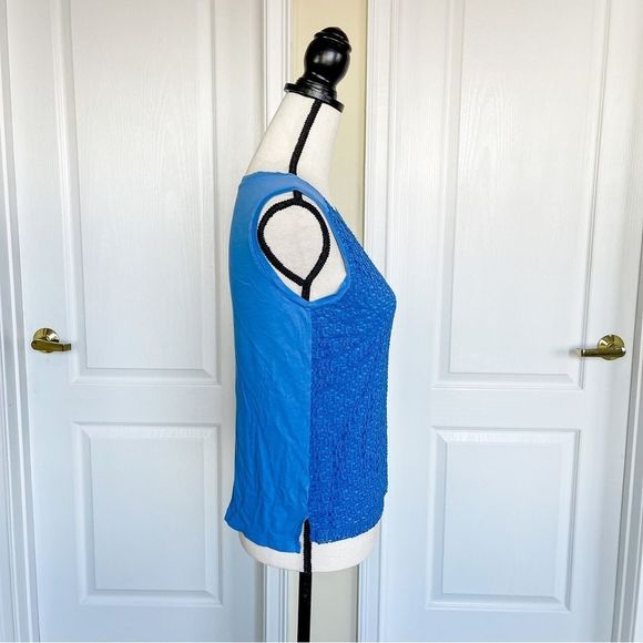 Loft XS Royal Blue Netted Layered Sleeveless Top - Picture 8 of 13